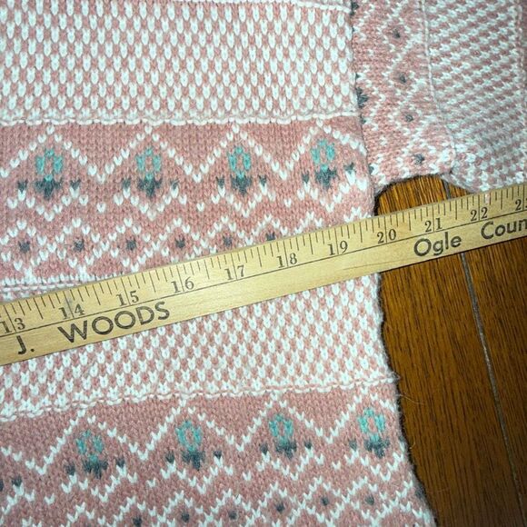 Vintage Gina Peters Knit Cardigan Sweater Pink Fair Isle Geometric Knit Made in - Picture 12 of 16